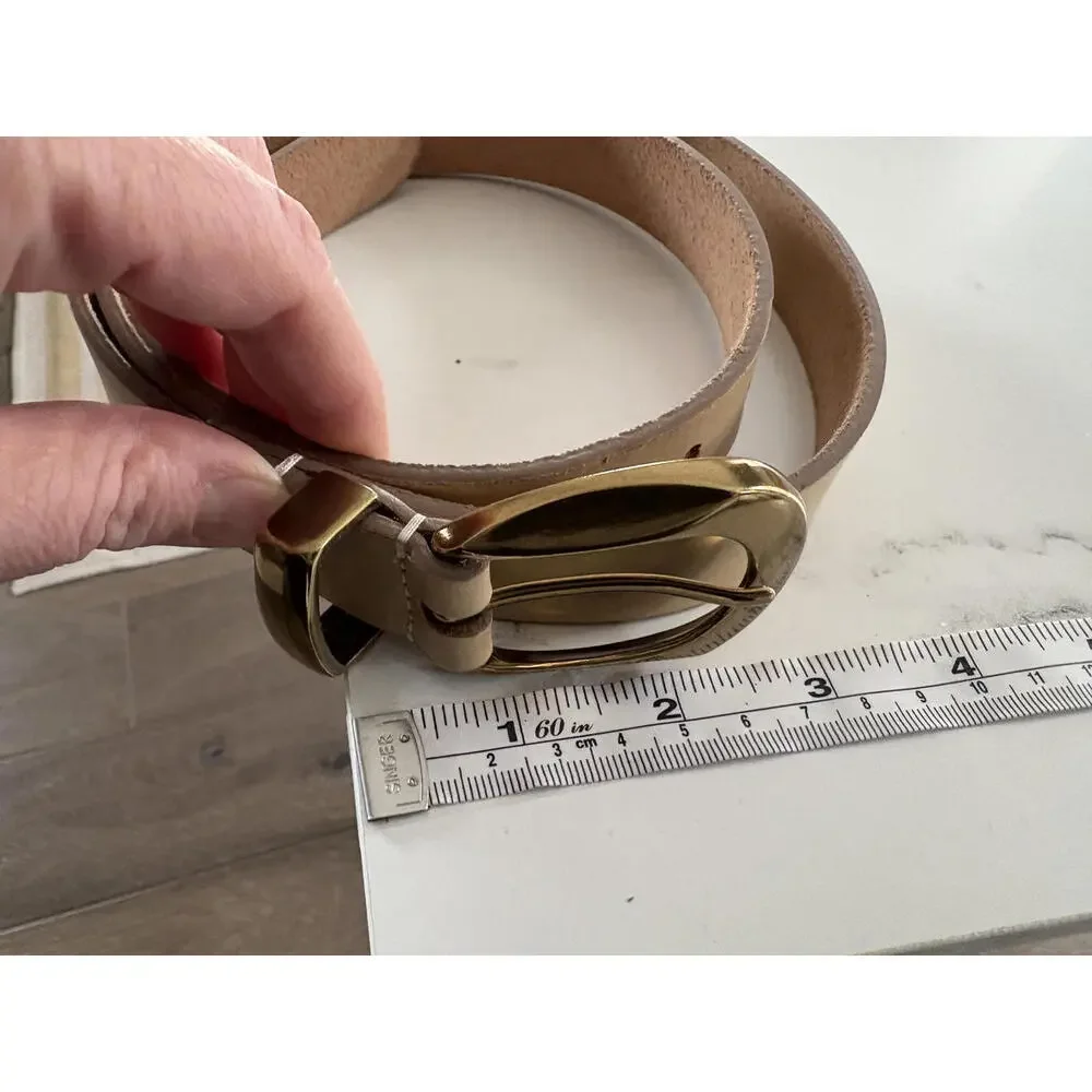 Lucky Brand Nude Leather Belt Brass Buckle L